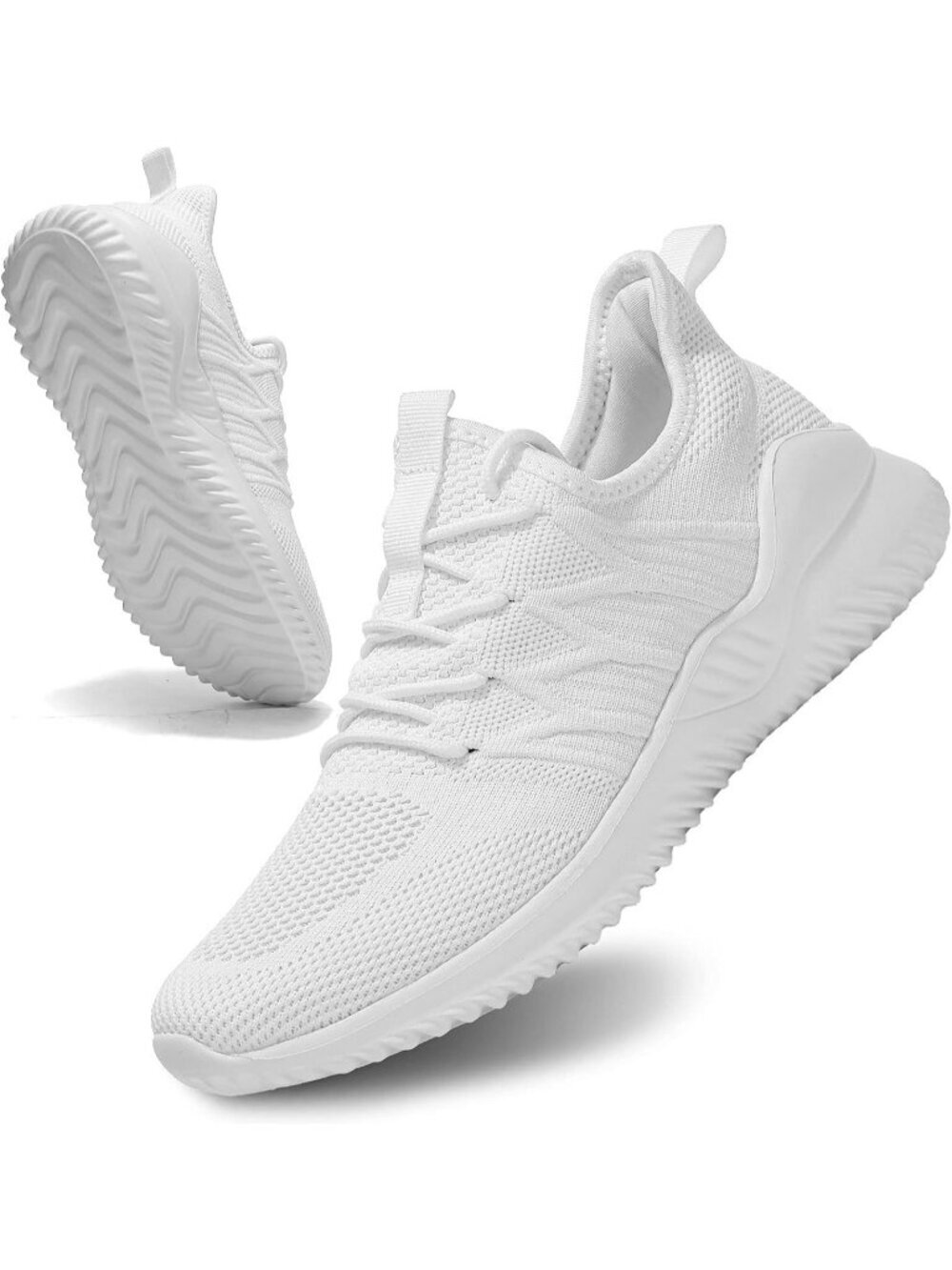 Men's White Lightweight Breathable Mesh Athletic Walking Slip On Running Sneaker